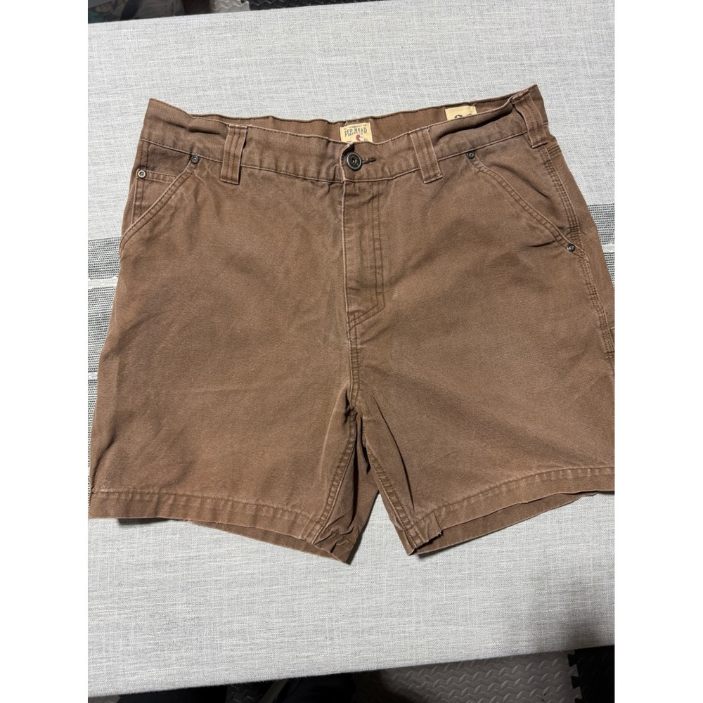 RedHead Mens Brown Cotton Canvas Utility Workwear Shorts Size 36 Hammer Loop